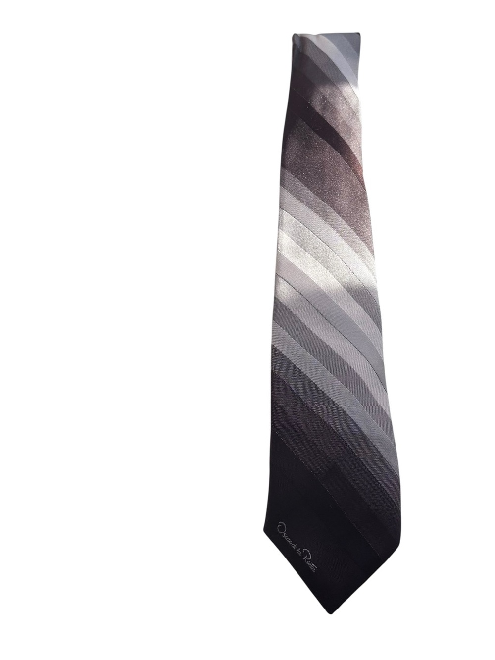 Oscar de la Renta men’s brown beige stripe logo tie